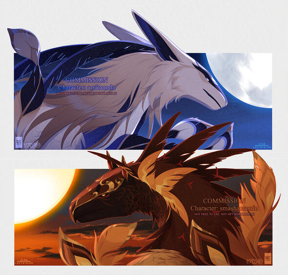 Luna Regalis and Sol Imperia | For Arukanoda on bsky